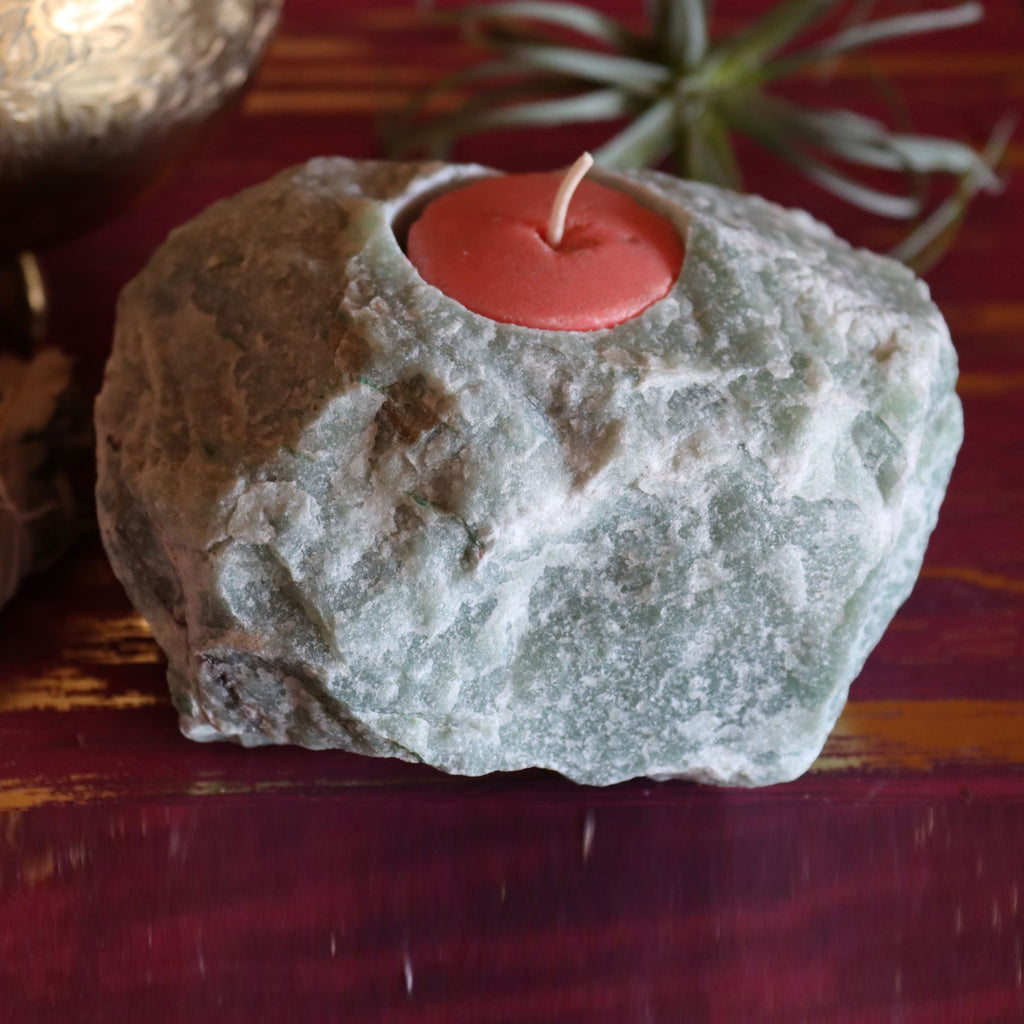 Green Quartz Candle Holder