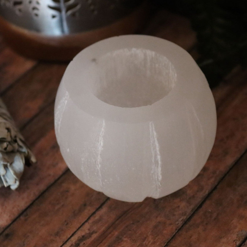 Selenite Tulip Candle Holder