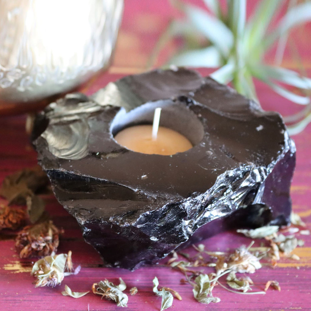 Obsidian Candle Holder