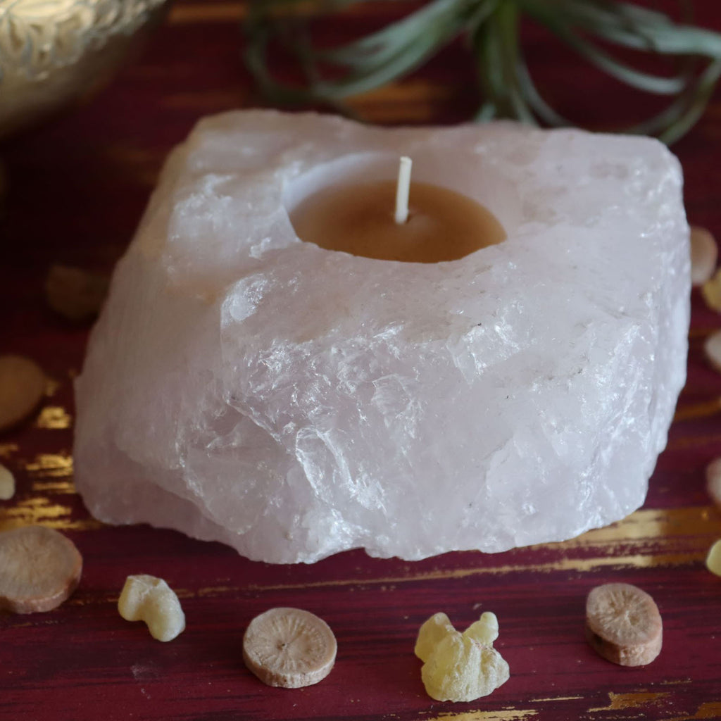 Rose Quartz Candle Holder